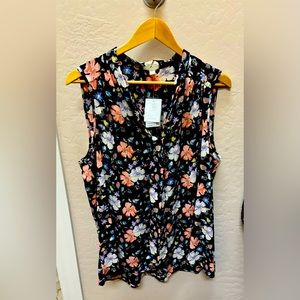Pleione Women’s sleeveless button top. NWT. Size XL. Beautiful colors Floral